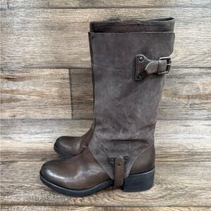 Vera Wang Essie Moto Riding Boots Suede Sz 41 / US 9.5